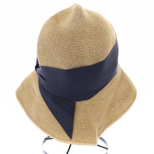 Athena New York 麦わら帽子 ペーパーハット リボン ベージュ 紺 ネイビー