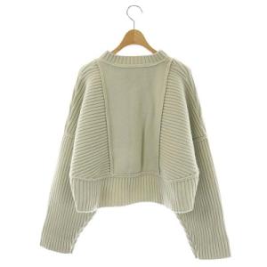 ENFOLD 22SS KNIT ウールリブショートカーディガン ニット 長袖 ボトルネック 38 ライトグリーン