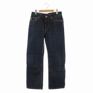 モノグラム刺繍LVデニムパンツ ストレート ジッパーフライ 38 インディゴブルー