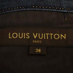 LOUIS VUITTON モノグラム刺繍LVデニムパンツ ストレート ジッパーフライ 38 インディゴブルー