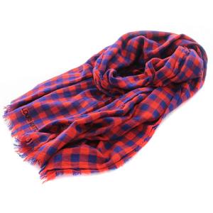 ダミエ マサイ ロゴ刺繍 チェック ストール レッド ブルー