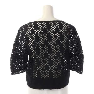 ESTNATION セットアップ ブラウス タイトスカート ボートネック 五分袖 ミモレ丈 ロング レース ウエストゴム 36 黒 ブラック