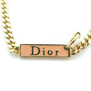 Christian Dior ブレスレット ロゴプレート チェーン ゴールド色 ピンク