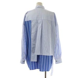 ENFOLD 22SS JOYCEストライプ アシンメサークルSHIRT シャツ オーバーサイズ 長袖 38 白 水色 青 ホワイト ライトブルー