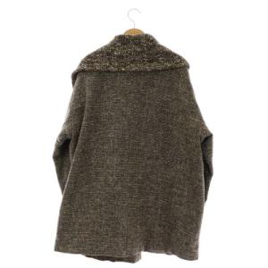 Max Mara ツイード コート ビッグカラー ミドル アウター ウール シルク混 40 茶 ブラウン