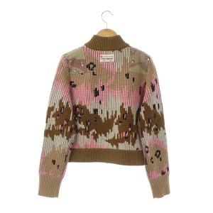 DIESEL ニットジャケット ブルゾン ジップアップ ウール M 茶 ブラウン ピンク ベージュ