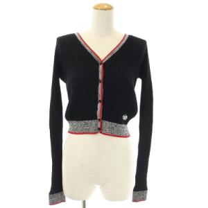 ニットカーディガン Vネック 長袖 前開き M 黒 グレー 赤