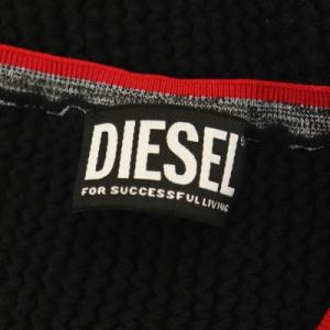 DIESEL ニットカーディガン Vネック 長袖 前開き M 黒 グレー 赤