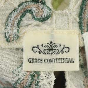 GRACE CONTINENTAL 20SS フラワーカットワークワンピース ロング フレア フレンチスリーブ Vネック 刺繍 リネン混 36 ベージュ マルチカラー