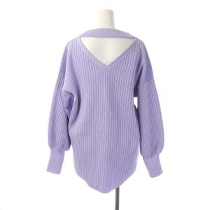 Diagram GRACE CONTINENTAL 22SSプレーティング ニット セーター Vネック 長袖 バルンスリーブ プルオーバー 36 ラベンダー