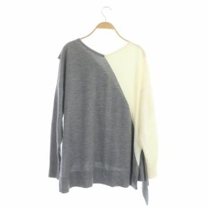 Grace Class 20AW アシメフリルニットトップ セーター 長袖 切替36 グレー オフホワイト