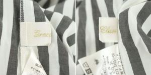 Grace Class 22SS サッカーボーダーシャツワンピース ロング 七分袖 38 グレー 白 ホワイト