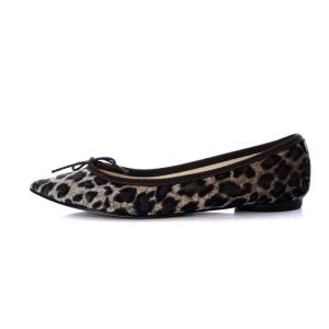 Repetto バレエシューズ パンプス フラット ポインテッドトゥ リボンモチーフ レオパード ヒョウ柄 ベロア 36 22.7cm 茶色