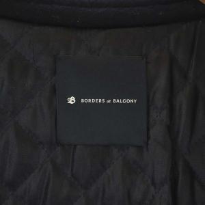 BORDERS at BALCONY ラクーンファーポケットロングダッフルコート ロング フード 中綿 カシミヤ混 38 ネイビー