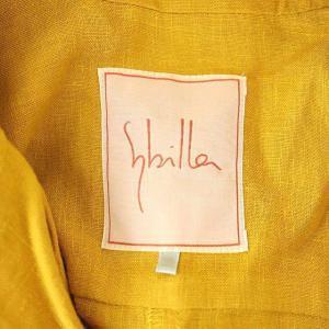 SYBILLA リネン シャツドレス ワンピース ロング 七分袖 M 黄 イエロー