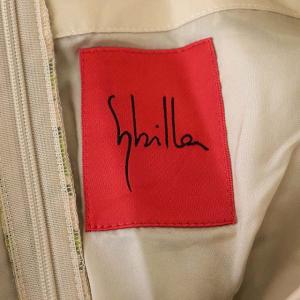 SYBILLA リーフ ノースリーブ ワンピース ロング 総柄 M ベージュ ライトグリーン