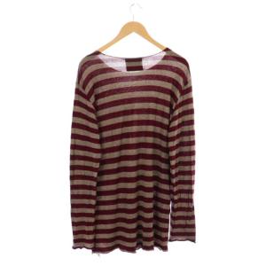 UNDERCOVERISM シルクカシミヤボーダーニット カットソー 長袖 4 ベージュ 赤 レッド