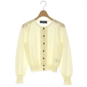 カーディガン ハートボタン フリル ニット 長袖 38 オフホワイト