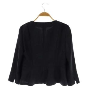 ANAYI 18SS ノーカラージャケット 薄手 クルーネック ショート 38 紺 ネイビー