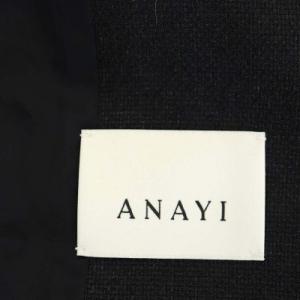 ANAYI 18SS ノーカラージャケット 薄手 クルーネック ショート 38 紺 ネイビー