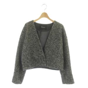 Diagram GRACE CONTINENTAL ヘリンボーン 千鳥柄ジャケット ノーカラー ショート 36 ブラック ホワイト 黒 白