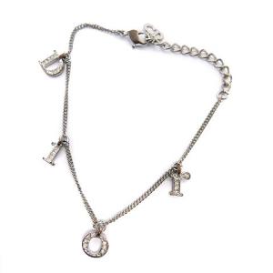 ブレスレット ロゴ ストーン シルバー色