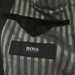 HUGO BOSS SUPER110 ストレッチブレザージャケット テーラードジャケット 2B 背抜き IT48 チャコール