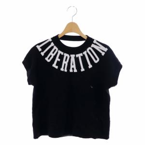 22AW ロゴルーズニット カットソー 半袖 プルオーバー 36 黒 ブラック