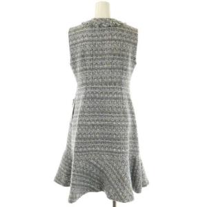 Chesty 22AW パールツイードワンピース ノースリーブ ミモレ丈 ロング フレア 0 水色 白 紺 金