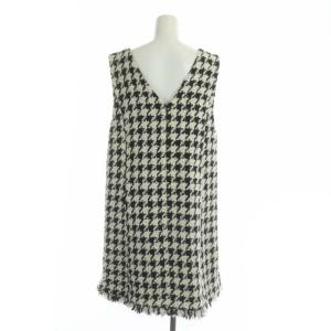 Grace Class 22AW ツイードジャンパースカート ワンピース ノースリーブ 膝丈 Vネック 36 白 黒 ホワイト ブラック