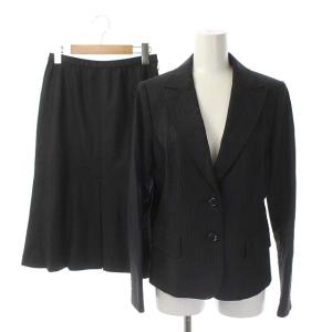 セットアップ 上下 スーツ ウール ジャケット テーラード 総裏地 スカート ミモレ丈 ロング フレア 9 グレー