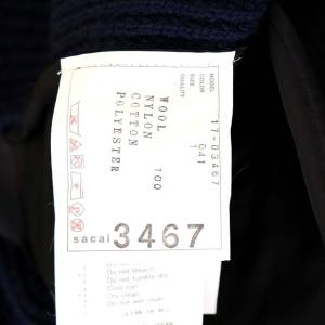 sacai サイド切替 Vネックニット セーター 長袖 切替 1 紺 黒 ネイビー ブラック