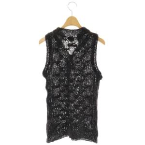 Jean Paul GAULTIER FEMME ニット セーター ノースリーブ ウール混 リボン プルオーバー 40 ダークブラウン