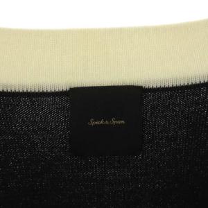 Spick&Span 22AW ラインロングカーディガン ニット Vネック 長袖 金ボタン 黒 白 ブラック ホワイト