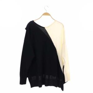Grace Class 20AW アシメフリルニットトップ セーター 長袖 バイカラー ウール 36 アイボリー 黒 ブラック