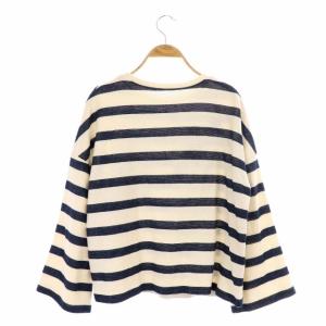 Diagram GRACE CONTINENTAL カットソー 長袖 シーモチーフトップ ビジュー ボーダー 36 白 紺 ホワイト ネイビー