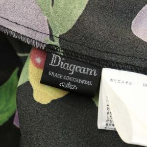 Diagram GRACE CONTINENTAL カットソー 長袖 シャーリング シースルー フルーツプリント 36 黒 ブラック
