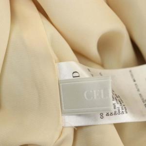 CELFORD ワンピース ノースリーブ ミモレ丈 ロング タック チェック リボン リネン混 シアー 36 ベージュ