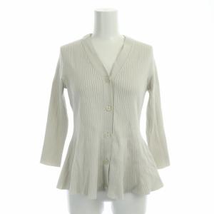 22SS ワイドリブペプラムVネック カーディガン 七分袖 38 ベージュ