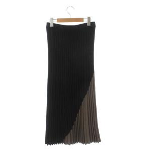 ADORE 19AW ブラッシュミラノニットスカート プリーツスカート フレア ロング マキシ丈 38 黒 ブラック 茶色 ブラウン