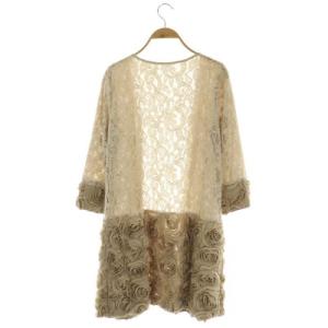 Diagram GRACE CONTINENTAL ロングカーディガン トッパー レース切替 七分袖 36 ベージュ