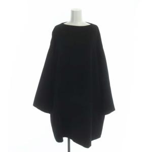 ENFOLD スポンジダブルクロスワイドBOXワンピース 膝丈 長袖 38 黒 ブラック