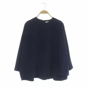 トリアセダブルクロスドルマンプルオーバー カットソー 長袖 ワイド 38 紺 ネイビー