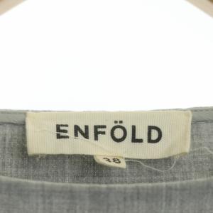 ENFOLD ダブルクロスワイドトップス カットソー プルオーバー ボートネック 七分袖 38 ライトグレー