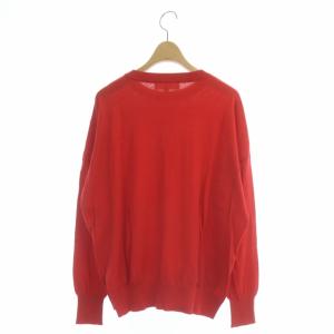 ENFOLD シルクコットン ニット カットソー プルオーバー クルーネック 長袖 38 赤 レッド