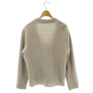 Leilian ニットジャケット ウール テーラード フリンジ 11 グレー オフホワイト