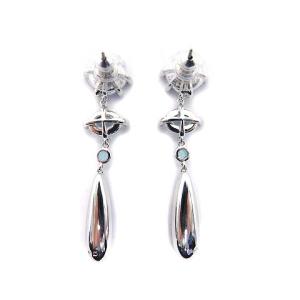 SWAROVSKI ピアス ストーン シルバー色 青 ブルー