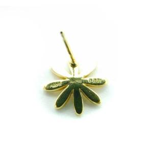 AHKAH 片耳ピアス フラワー Au750 0.01ct イエローゴールド