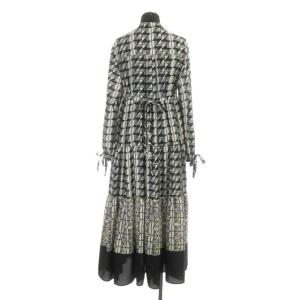Grace Class 22AW キカコンビマキシワンピース ロング 総柄 長袖 36 ホワイト ブラック グリーン