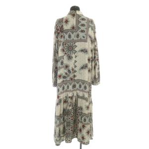 GRACE CONTINENTAL 22AW フラワーペイズリープリントワンピース ロング 長袖 38 ベージュ マルチカラー